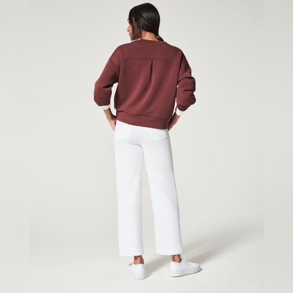 Spanx Stretch Twill Cropped Wide Leg Pant-Bright White Size Medium Style 20312R - Picture 7 of 9